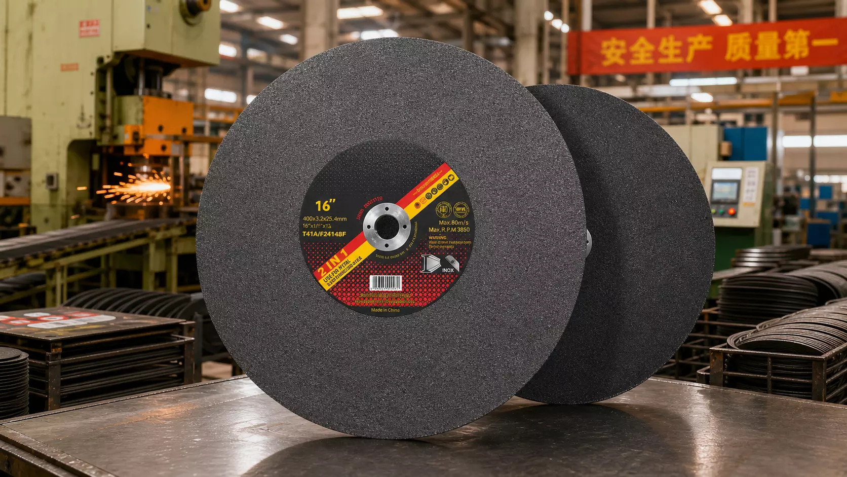 Disco de corte de 16 pulgadas (400 mm) para corte de metal producido en línea de fábrica OEM