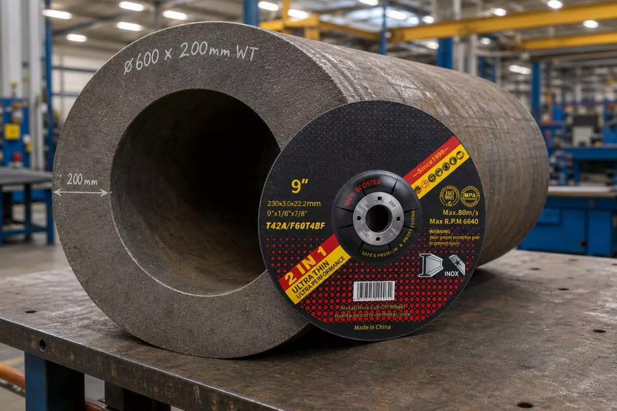 Disco de corte de metal de 230 mm y 3.0 mm para amoladora angular grande, para corte de tuberías de acero y secciones metálicas pesadas