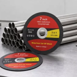 Disco de corte ultra delgado de 7 pulgadas 180mm 1.6mm para corte de tubos de acero inoxidable — Disco plano T41A para uso en amoladoras angulares para metal e inox