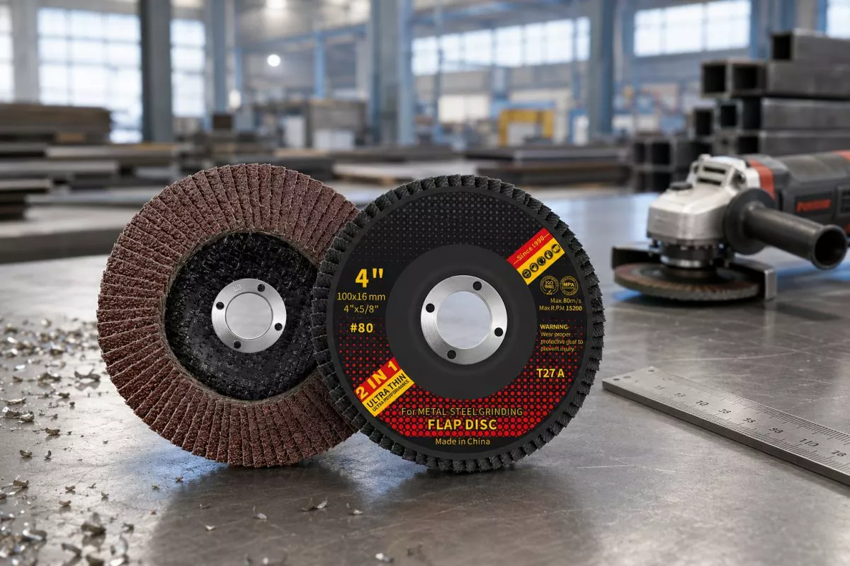 Disco de lijado de óxido de aluminio T27 de 100 mm, grano 80, para mezcla de superficies de acero al carbono estructural