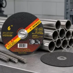 Disco de corte ultrafino T41A de 6 pulgadas (150 mm) para corte de tubos de acero inoxidable y barras de acero, 150x1,2x22,2 mm, máx. 10.200 RPM, abrasivo de óxido de aluminio libre de hierro, al por mayor desde China.
